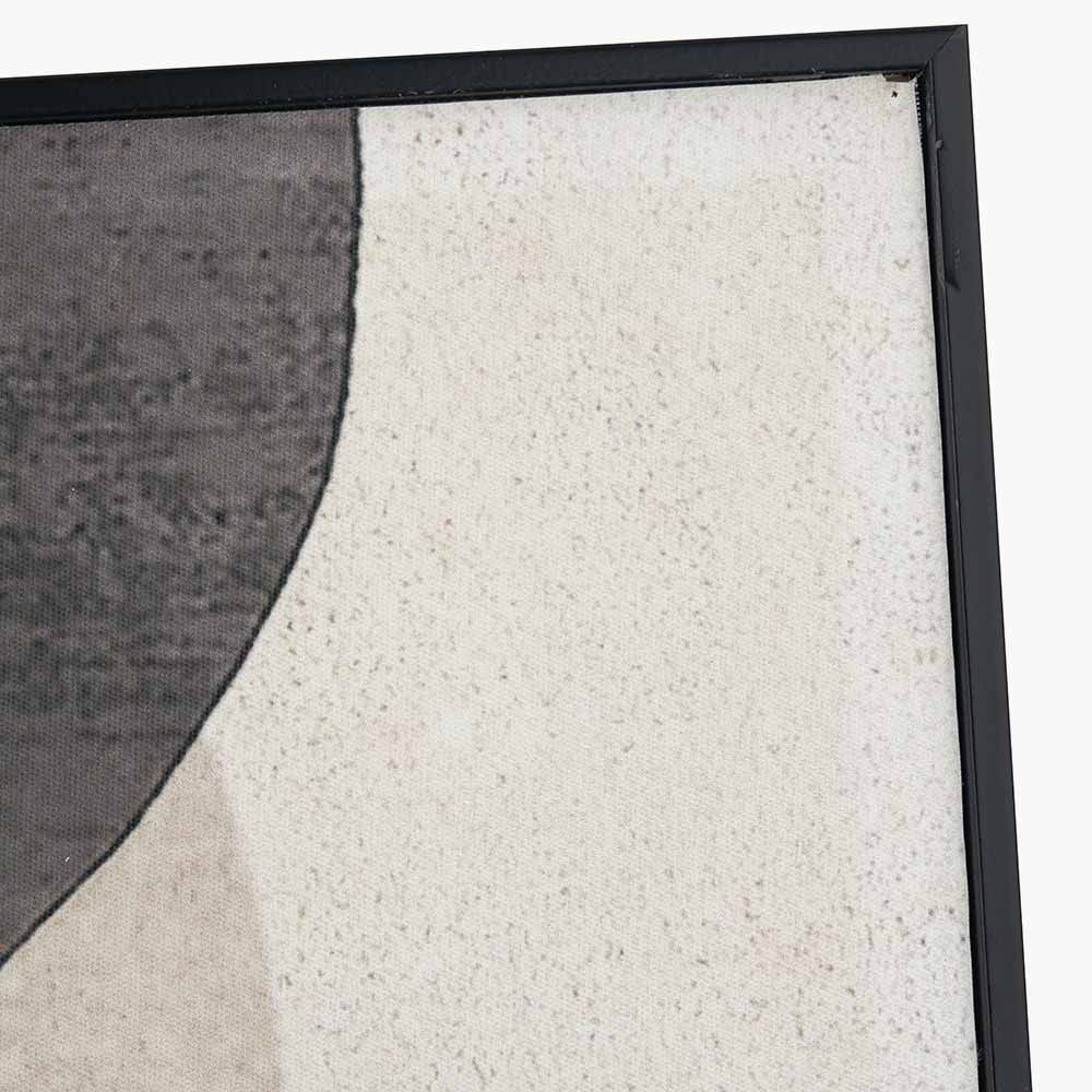 Abstract Ovals Natural & Black Canvas with Black Frame